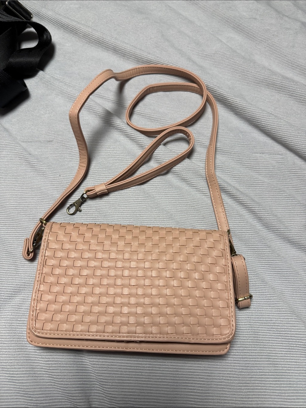 Joy Susan Blush Pink Woven Crossbody Bag
